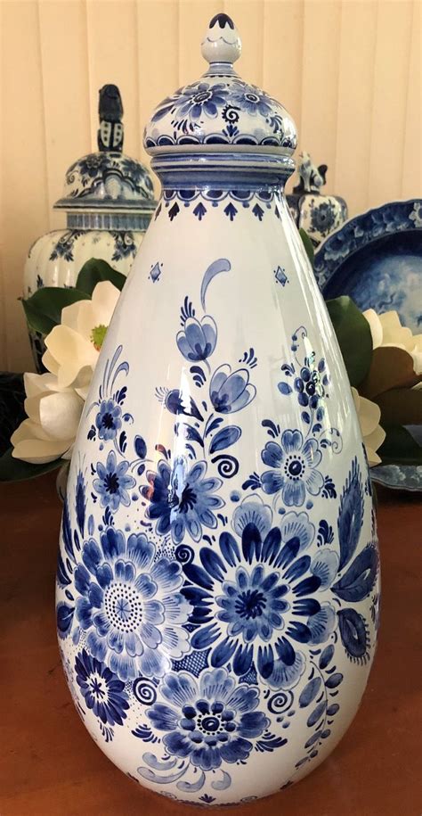 Huge Delft Blue Ginger Jar Vase Large Delfts Blauw Deksel Vaas