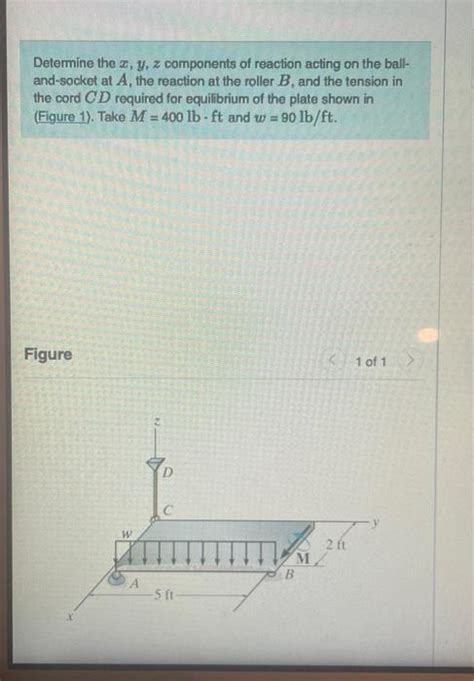 Solved Determine The X Y Z Components Of Reaction Acting Chegg