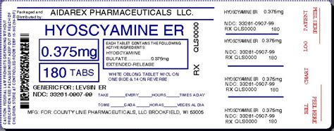 Hyoscyamine Sulfate Extended Release Aidarex Pharmaceuticals Llc Fda