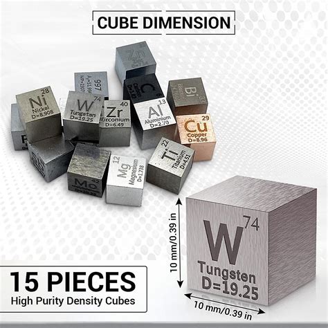 Piece Metal Elements Cubes Density Cube Set For Periodic Table Of