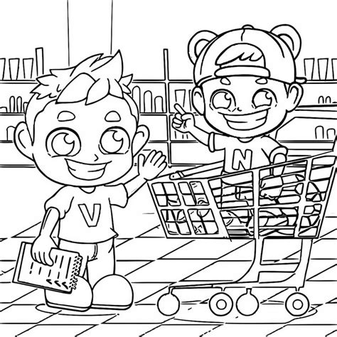 Coloriage Vlad et Niki Jeu de supermarché 3