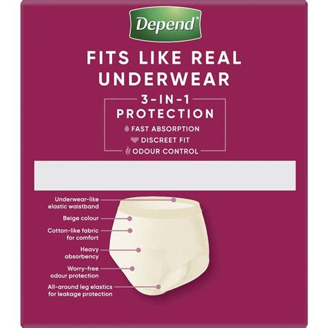 Depend Real Fit Incontinence Underwear Regular Women Medium 8 Pack Woolworths