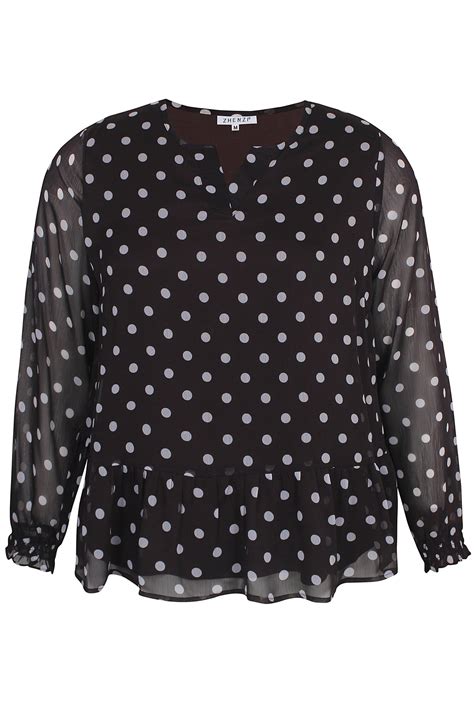 Zhenzi Flavie Polka Prikket Chiffon Bluse I L S M Rkebrun Kvinde Hos