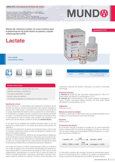 PDF Lactate wiener lab ar La búsqueda de ventajas para la