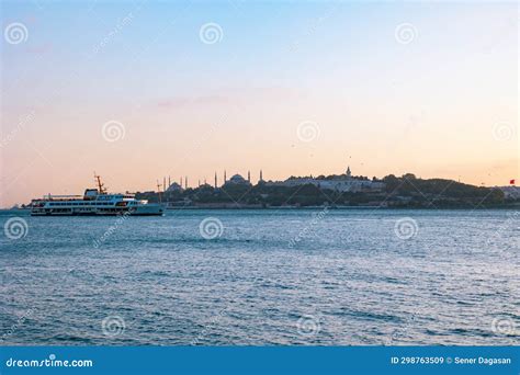 Istanbul Background Photo Historical Peninsula Of Istanbul And A Ferry