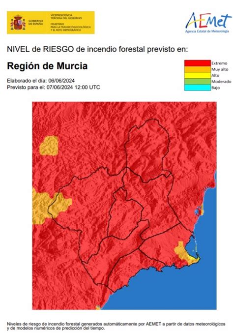 El Nivel De Riesgo De Incendio Forestal Previsto Para Este Viernes Es Extremo En Toda La Región