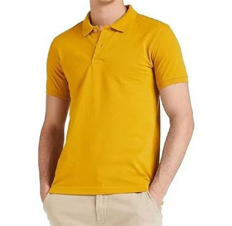 Plain Men Yellow Polyester Dry Fit Collar Neck T Shirt At Rs 140 Piece