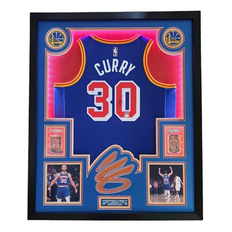 Steph Curry Signed X Custom Framed Led Backlit Jersey Display With