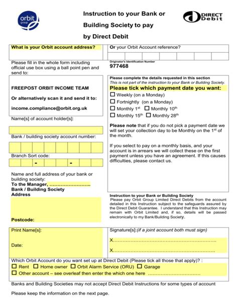 Direct Debit Form