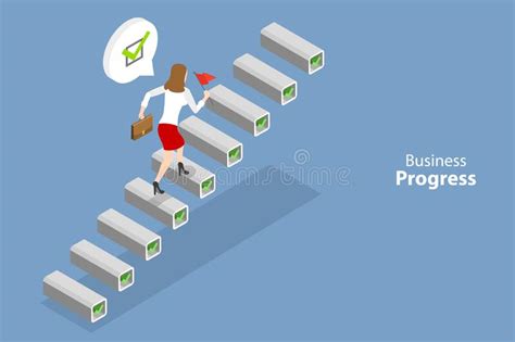 D Isometric Flat Vector Conceptual Illustration Of Business Progress