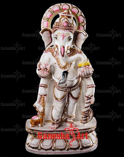 Ahmedabad White Marble Ganesha Statue GN 1031 Size 1 Feet To 6 Feet