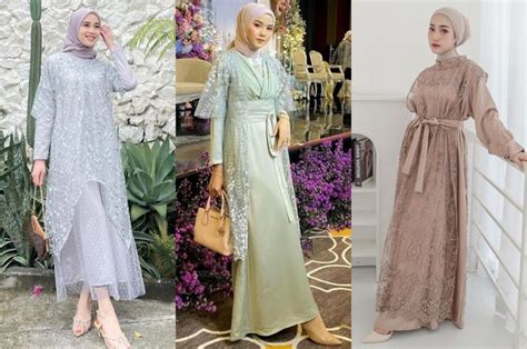 Inspirasi Dress Brokat Modern Hijab Yang Cocok Dipakai Untuk Kondangan