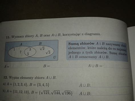 Wyznacz zbiory A B oraz A U B korzystając z diagramu załącznik