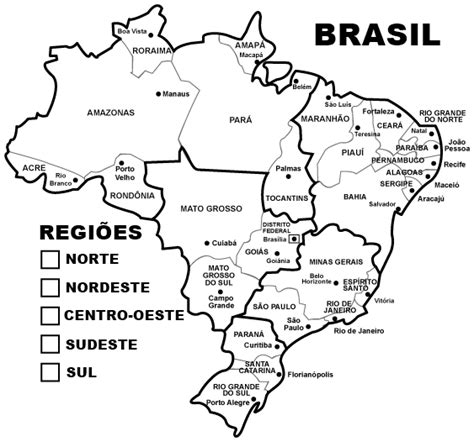 Desenho Direto Mapa Do Brasil Para Colorir Regiões