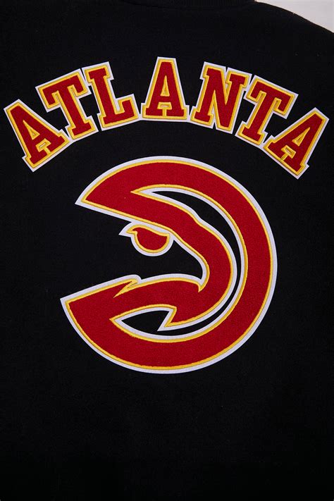 Nba Atlanta Hawks Retro Classic Mens Rib Wool Varsity Jacket Blackr