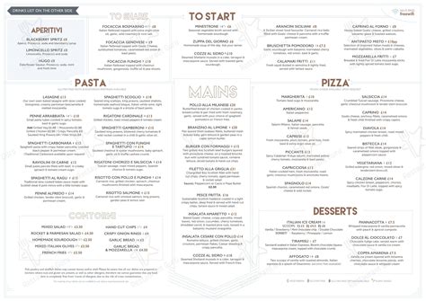 Menu at Amaretto Italian Kitchen & Bar, Bridge of Weir