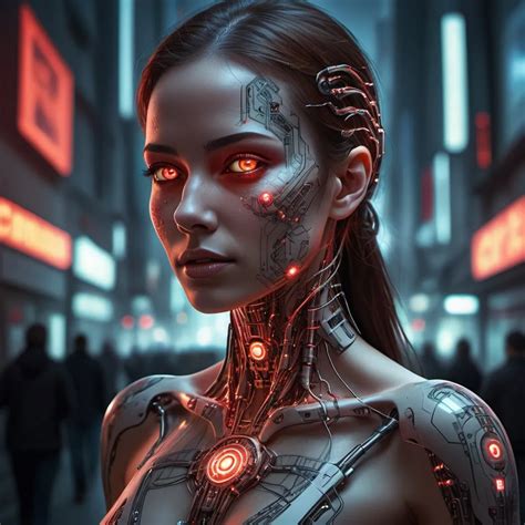 Realistic Illustration Of A Cybernetic Woman Intric