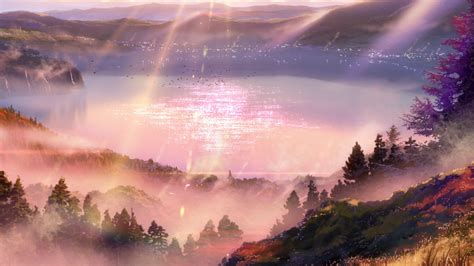 Wallpaper Kimi No Na Wa Your Name Landscape Mountains Realistic