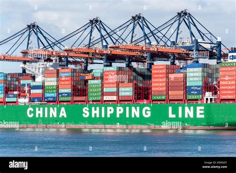 ROTTERDAM, THE NETHERLANDS - FEBRUARY 15, 2016: The ultra large container ship CSCL Indian Ocean ...