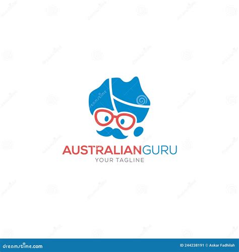 Australian Guru Logo Mascot Australian Map Logo People Turban Shaped