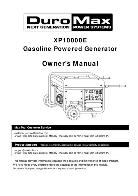 Duromax Xp4400e Generator Manual