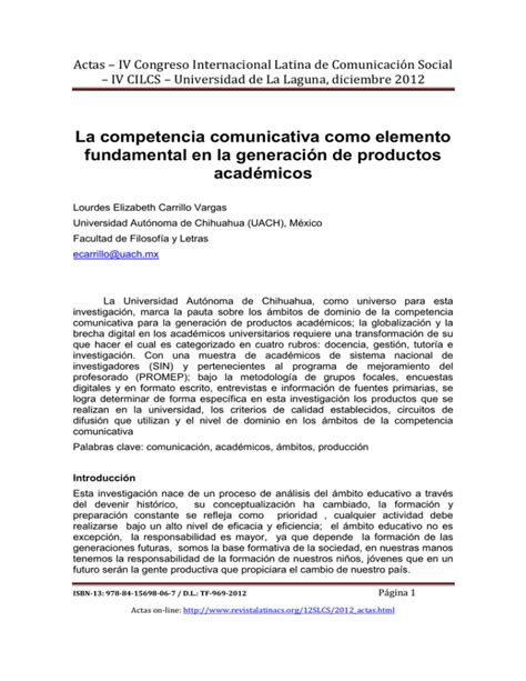 La Competencia Comunicativa Como Elemento Fundamental En La Generaci N