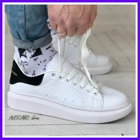 Кросівки чоловічі Alexander McQueen олександр макквін білі з чорним ...