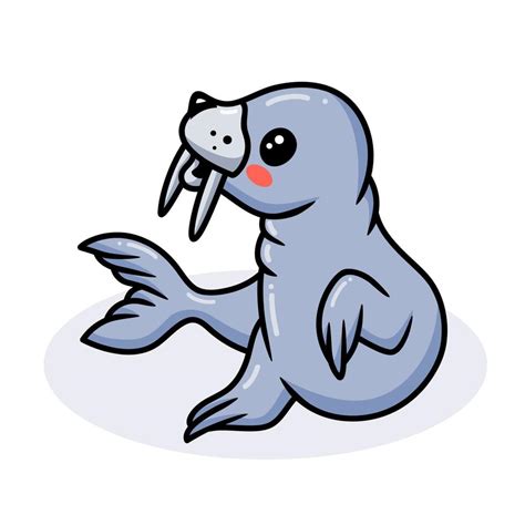 Cute Little Walrus Cartoon Posing 10807852 Vector Art At Vecteezy