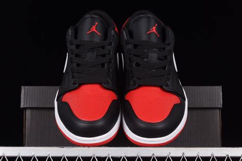 553558 066 Air Jordan 1 Low Alternate Bred Toe Black Gym Red White