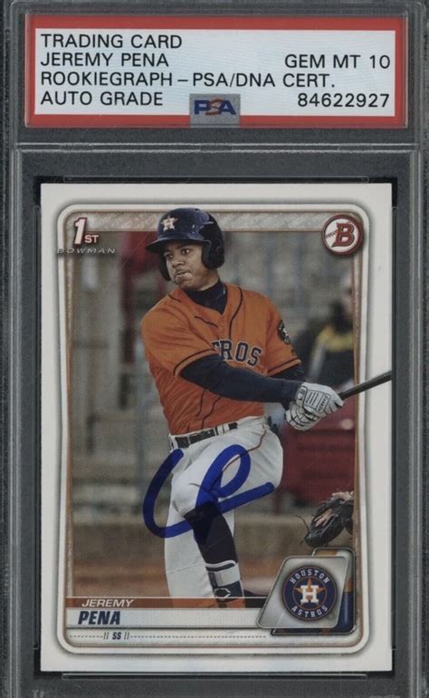 Jeremy Pena Autographed Signed Bowman Astros Rc Rookie Psa Psa Dna