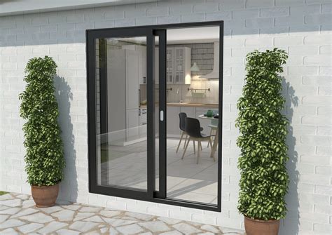 1800mm Black Aluminium Sliding Doors RH Sliding LH Fixed At Vivid Doors