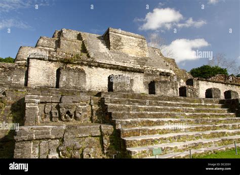 Belize, Altun Ha. Ruins of Mayan ceremonial site. Plaza B, Temple of ...