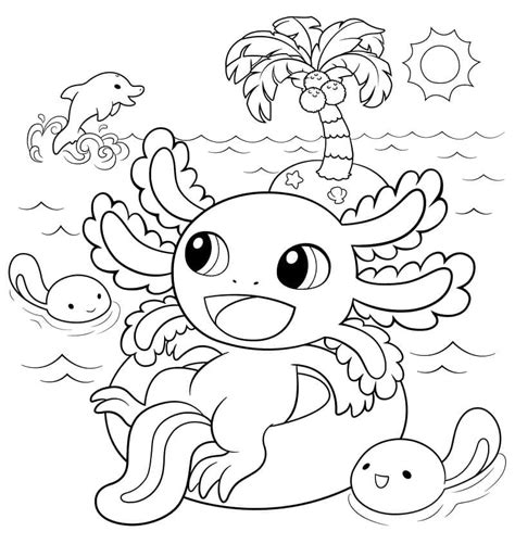 Coloriage Un Axolotl Heureux T L Charger Et Imprimer Gratuit Sur