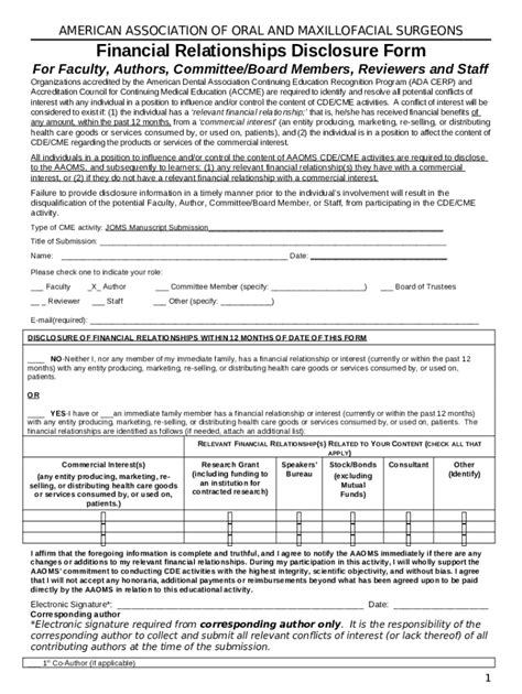 Aaoms Conflict Of Interest Disclosure Doc Template PdfFiller