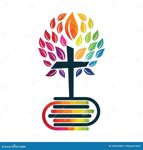 Bible Cross Tree Logo Design Stock Vector Illustration Of Heaven