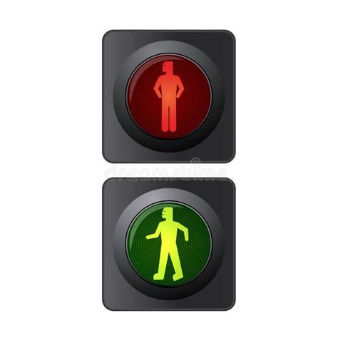 Pedestrian Traffic Lights Red And Green Illustration On White