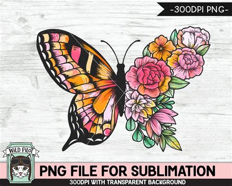 Floral Butterfly Sublimation Design Png Flower Butterfly Sublimation Butterfly Png Sublimation