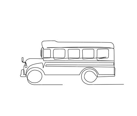 Premium Vector | Continuous one line drawing of old school bus vintage ...