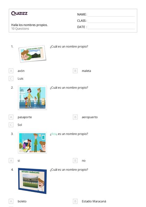 Nombres Propios Hojas De Trabajo En Quizizz Gratis E Imprimible