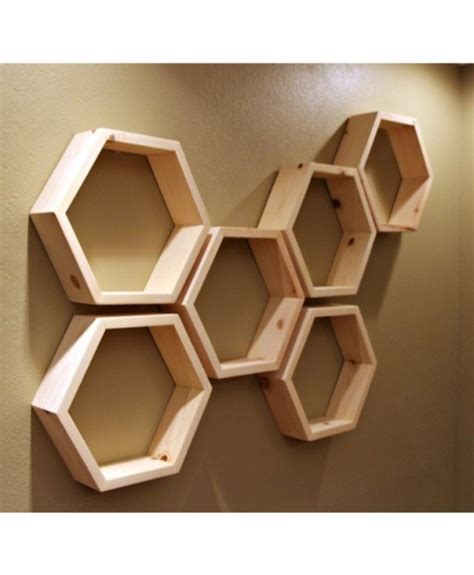 6 Pc Honeycomb Wood Hexagon Wall Decoration