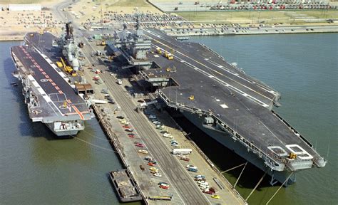 A Glimpse Of Naval Power Four Aircraft Carriers At Norfolk Naval Station February 9 1991