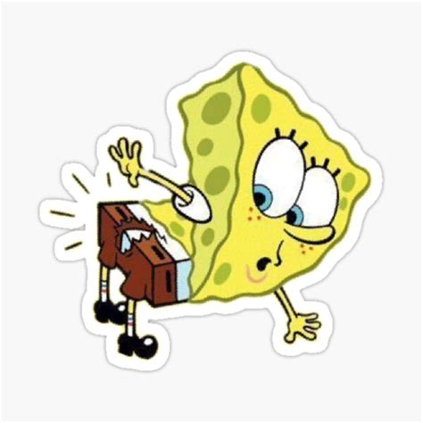 Sponge Bob Ripped Pants Sticker Sticker For Sale By Miagraceart Redbubble