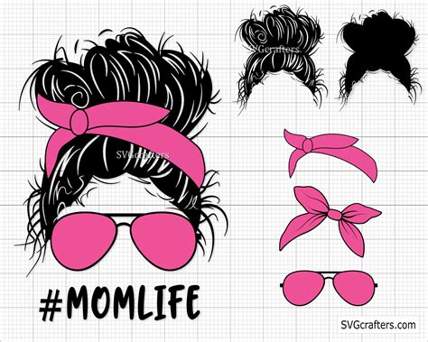 Messy Bun Svg Messy Bun With Glasses Svg Momlife Svg Mom Etsy