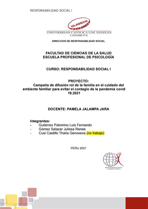 Informe Final Responsabilidad Social Direccion De Responsabilidad