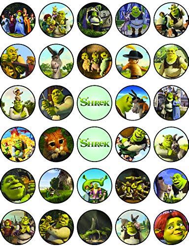 Buy 30 X Edible Cupcake Toppers Themed Of Shrek Collection Of Edible