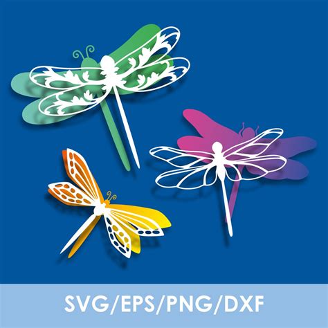 3d Layered Dragonfly Svg Bundle Paper Cutting Dragonflies Png