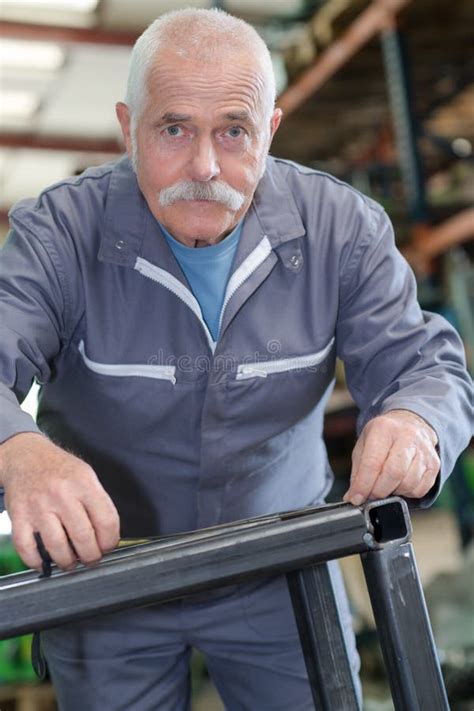 Old Mechanic Works At Lathe Stock Image Image Of Skilled Fitter