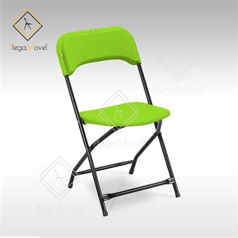 Silla Infantil Plegable Tubo Negro Plástico Duro Verde Limón Plega Movel