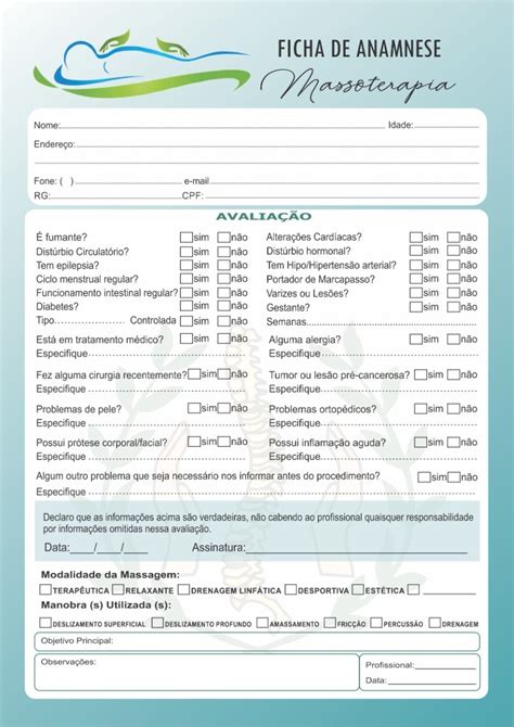 Bloco Ficha Anamnese Massoterapia Folhas X Cm Parcelamento