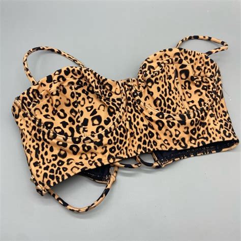 Vix Swim New Vix Leopard Longline Underwire Corsage Bikini Top